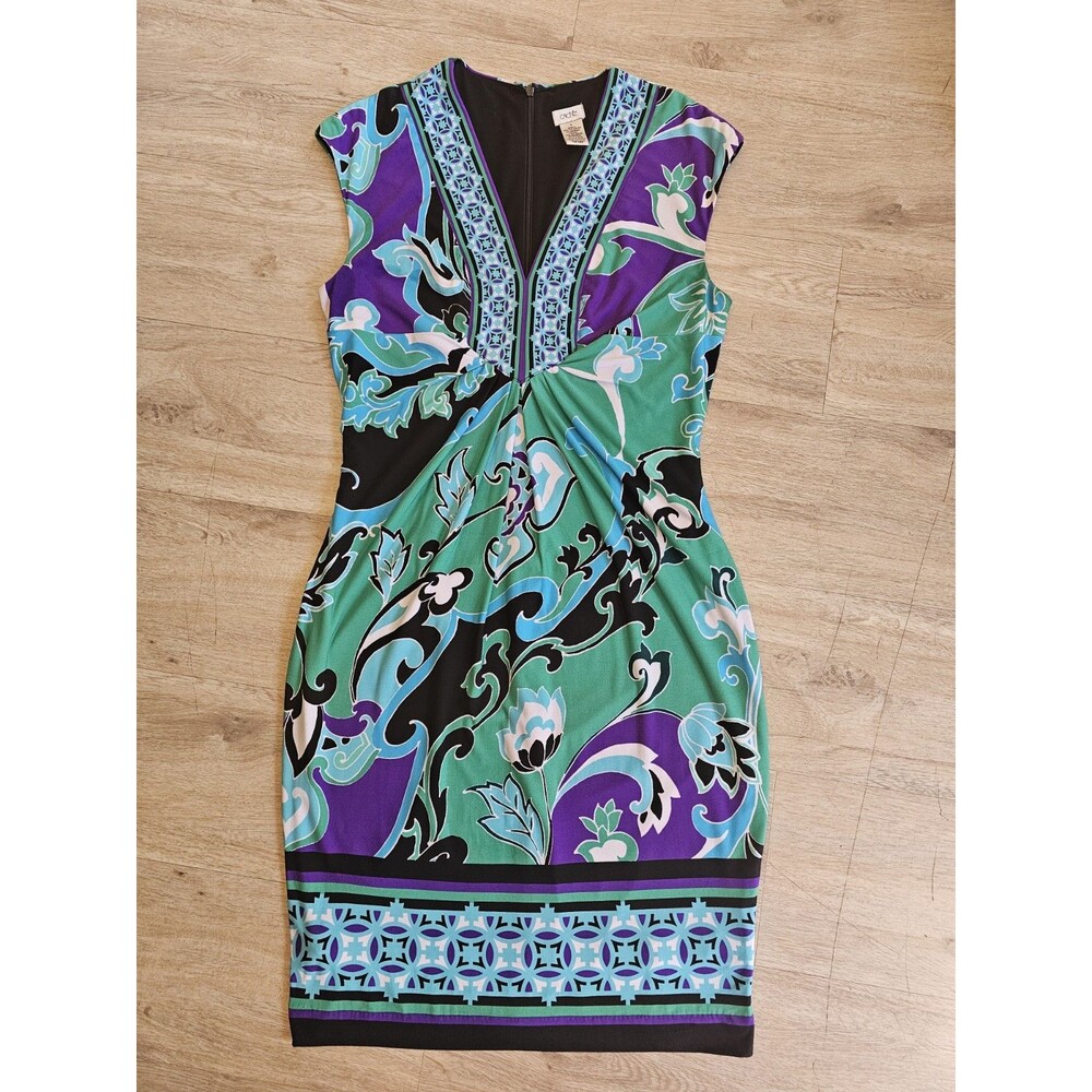 Cache Y2K Woman's Short Sleeve Sheath Cocktail Dress Size 6